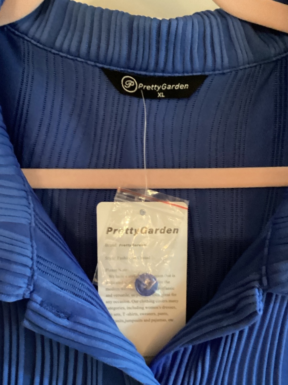 Classic Pleated Button-Front Pantsuit in Royal Blue - Picture 2 of 12